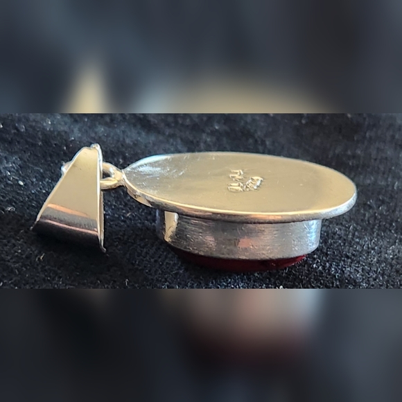 Red Coral Sterling Silver Pendant - Picture 4 of 5